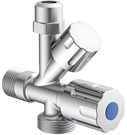 KIRCHHOFF Geräte Universal Eckventil mit Spülmaschinenanschluss, ½“ Eckregulierventil für Kaltwasserleitung, Absperrhahn Waschbecken Bad, Kaltwasser Armatur 98480090