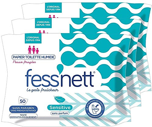 Fess'Nett Sensitive - Papel higiénico húmedo - Lote de 3 unidades