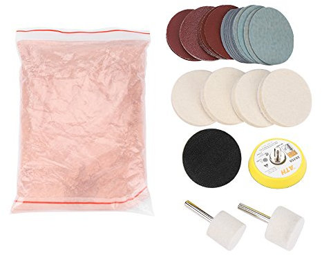 Kit per la rimozione dei graffi in vetro, 34 pezzi, per rimuovere graffi profondi, diossido di cerica, dischi abrasivi, dischetti in feltro per parabrezza e vetro