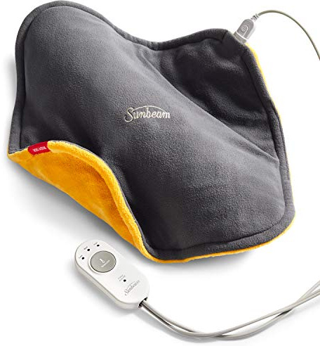 Sunbeam ConformHeat Heating Pad, 14 x 14, Lightly Weighted, Flexible Design, XpressHeat Technology, Machine-Washable, Pain Relief for Back, Shoulder, Neck, Grey