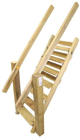 Gartenwelt Riegelsberger Treppe mit Handlauf für Podesthöhe 150 cm aus aus imprägniertem Kiefernholz Anbaumodul für Spieltürme und Stelzenhäuser