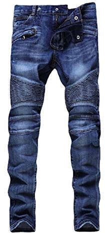 AITITIA pantalones de mezclilla para hombre, estilo motociclista, con cierre de cremallera y desgaste decorativo (38, A10 Azul)