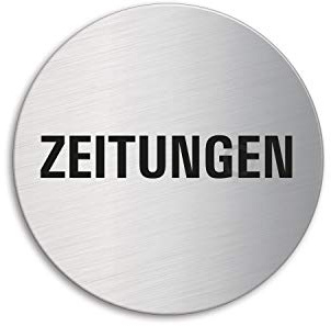 Briefkastenschild Zeitungen Edelstahlschild Ø 60 mm selbstklebend 7107