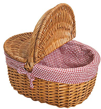Weide Picknickkorb mit Deckel - Picknick Tragekorb leer/ohne Inhalt Henkelkorb - handlicher Einkaufskorb aus Weide