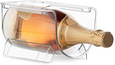 4 Stücke Weinflaschenregal,stapelbares Flaschenregal Kühlschrank Bier Lagerregal Universal,Weinregal/Flaschenhalter für Wasserflaschen und Trinkflaschen transparent für die Küche und Vorratskammer