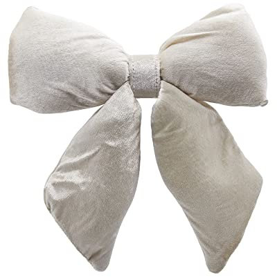 Fiocco in velluto imbottito BIANCO decorazione Natalizia Puntale Albero di Natale fuori porta Coccarda Ghirlanda addobbo (22 cm)