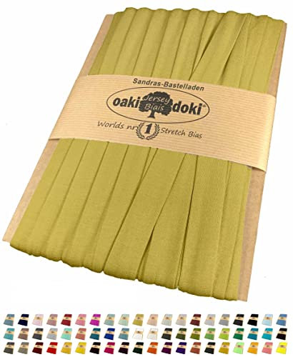 Sandras-Bastelladen 25m Oaki Doki Schrägband/Einfassband Tricot de Luxe Jersey gefalzt 25m x 20mm 032-Senf