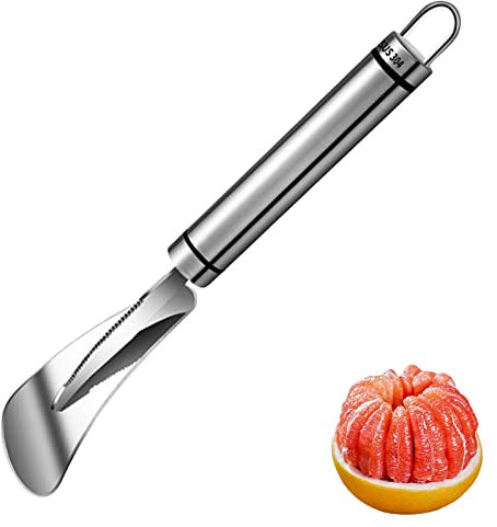 Edelstahl Orangenschäler Grapefruit Messer mit Gewölbter Gezackter Messerkopf Obst Küchengerät,Zitrusfrüchte Schälen Grapefruit Messer zur Trennung von Zellstoff und Schale Grapefruit Schäler Küchenhe