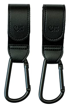 Buggy Clips for Pram, 2 Pack Pram Hooks for Pushchair | Carabiner Clip for Stroller Handles | Shopping Bag Hook, Baby Changing Bag Holder | Universal Fit | Adjustable Strap