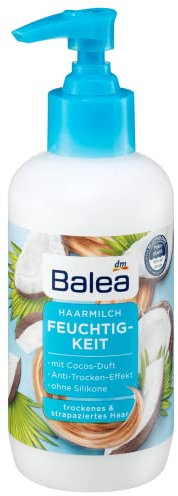 Balea Latte per capelli idratante – Latte per capelli nutriente con profumo di cocco e papaia, effetto anti-secca, ideale per capelli secchi e danneggiati, senza siliconi e vegani, 200 ml