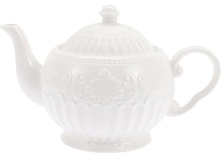 BESTonZON Théière Céramique Pour Thé De Après-midi Porte-thé Décoratif Boîte à Café Hôtel Blanc