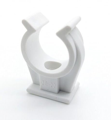 Lot de 10 clips de tuyau en plastique Blanc 22 mm