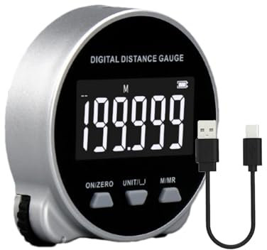 Missmisq Metro a nastro digitale elettronico, righello a rulli con display digitale - Metro a nastro rotante ad alta precisione da 656 piedi - Metro a nastro ricaricabile con display LCD per la