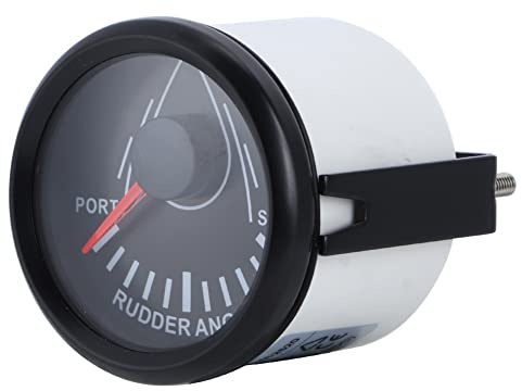 TIKATARER Ruderwinkelanzeige für Boote, Bootszubehör, Ruderwinkelmesser für Boote mit Verbindungskabel aus 52 Mm Edelstahl Plattiertem Kunststoff für Bootsyachten (Schwarzes Zifferblatt,