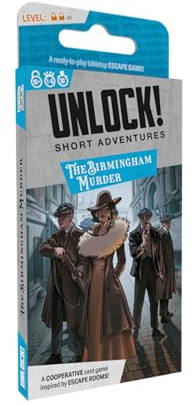 Asmodee SPACE Cowboys | Unlock! Short Adventures 9: The Birmingham Murder | Escape Room Card Game | Ages 10+ | 1-6 Players | 30 Minutes Playing Time