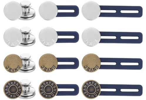Hosenbunderweiterung Knöpfe, 12 Stück Jeans Knöpfe Einziehbare Set, Knopfverlängerung für Hosen mit Knopf, Hosen Expander Button, für Jeans Röcke Hosen Hemdkleider Umstandshosen