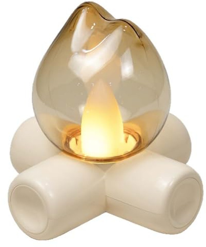 AoLa LED Feuer Tischlampe Akku lnnen Flamme Lampe USB Wiederaufladbare Kabellose Tischkamin mit Schalter 2 Modi Nachtlicht Tragbare Bio Ethanol Feuerstelle für Weihnachten Party
