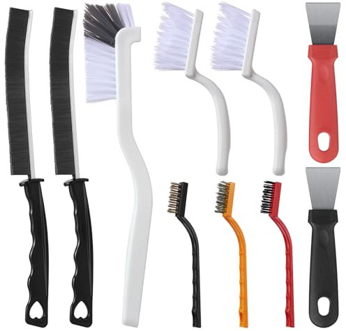 AOLLEN 10 Pezzi Spazzola Pulizia Fessure, Spazzola per la Pulizia Delle Fessure, Spazzola per Pulire Doccia, Spazzole per Pulire Della Stufa, Raschietti per la Pulizia, Per Pavimento Casa