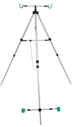 Team Deep Sea Brandungsrutenhalter Entros – Teleskop-Dreibein für Brandungsruten – Aluminium Angelständer bis 180cm – Inkl. Tasche, Sicherungskette & Querstrebe – Stabiles Brandungs-Dreibein