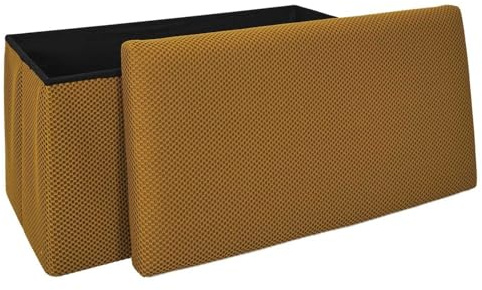 HowHomely Puff Pouf Sitzhocker mit Stauraum 76x38x38 cm gelb Hocker faltbar gepolstert Aufbewahrungsbox ideal für Flur Büro Diele Wohnzimmer Schlafzimmer
