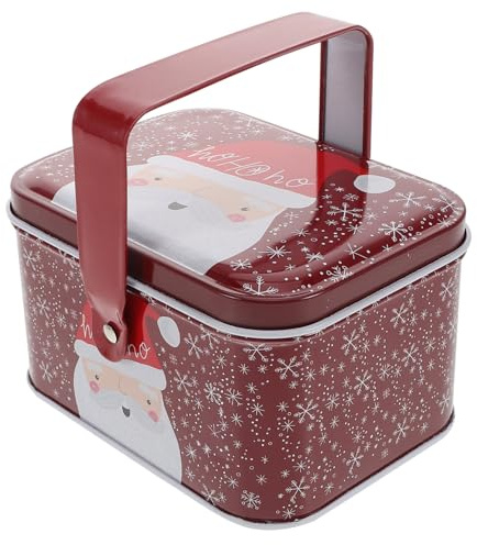 TOGEVAL Creative Packaging Box Vintage Metal Tin Holiday Cookie Jar Candy Treat Box for Food Storage Christmas