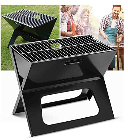 Barbecue portatile a carbonella, in acciaio inox, pieghevole, per giardino, viaggi, campeggio, design compatto per un facile trasporto