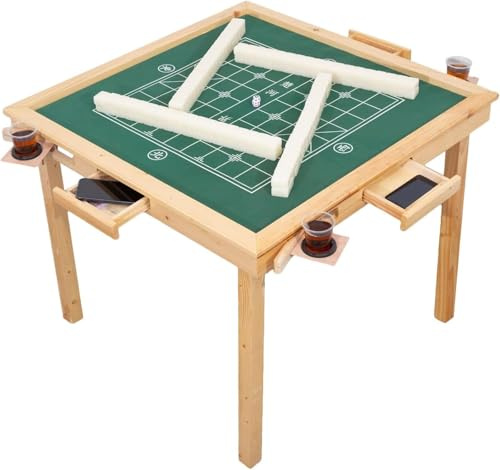 Mesa Mahjong,Plegable - Mesas de Juego de Póker - Domino Blackjack 4 Jugadores Cajones Ocultos Noche Familiar