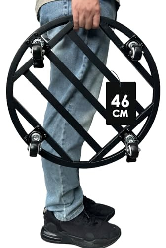 Hongsane 18 Inch Metal Plant Caddy with Wheels Heavy Duty,Large Rolling Plant Stand Indoor Outdoor Use,Round Plant Dolly with Heavy Casters,Rust-Proof Plant Roller Tray for Big Planters Pots,1-Pack