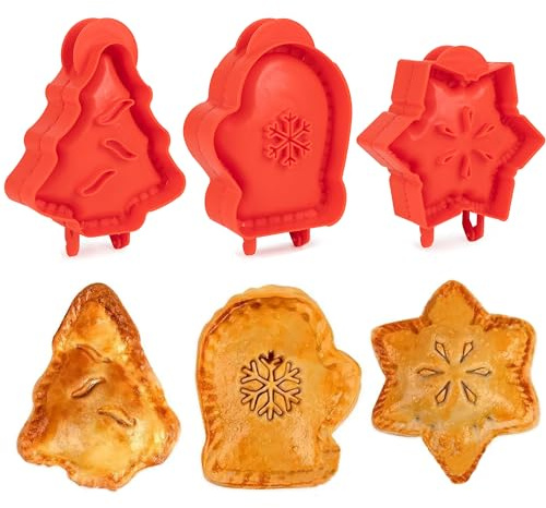 Mini Hand Pie Molds Baking, Apple Pie Cutter, Dough Press with Snowflake, Mitten & Xmas Tree, Pocket Pie Maker Pans for for Christmas, New Year, Party & Potluck (3 PCS)
