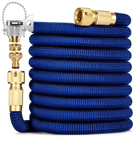 Expandable Garden Hose Pipe 100FT 3 Times Flexible Expanding Magic Watering Hose with 3/4 1/2 and Universal Connector Fitting Connectors for Pet & Car Washing, Cleaning, Watering Lawn and Garden