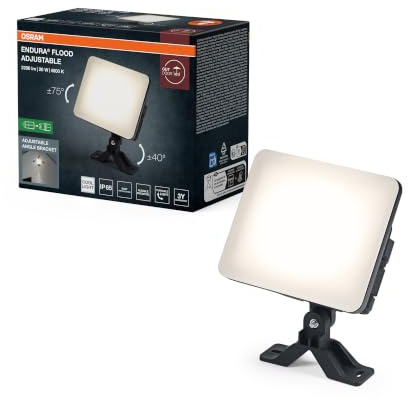 OSRAM ENDURA Flood Reflector LED Ajustable, 20W, 1700lm, 4000K blanco frío, Negro, Aluminio, ajustable, IP65