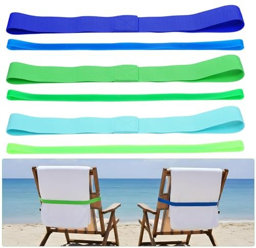 JJUNW 6 bandas de toalla para tumbonas de playa, 40 x 3,8 cm, grandes bandas de goma de silicona de 30 x 1 cm, toalla de playa multicolor, para playa, piscina, sillas, accesorios de playa