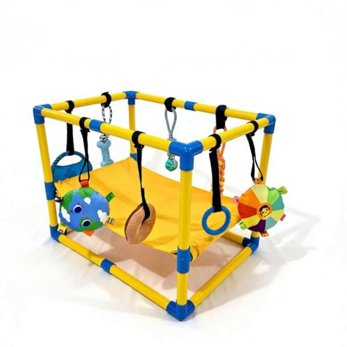 Gimnasio para cachorros, gimnasio para perros con juguetes colgantes y hamaca, área de juegos para cachorros de PVC resistente, juguetes interactivos para actividades para perros, 23, 62 × 15, 75 ×