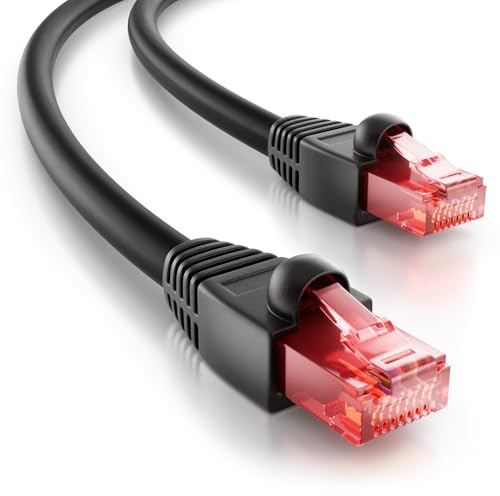 deleyCON 1m CAT6 Outdoor Nätverkskabel för Utomhusbruk RJ45 Kontakt Ethernet LAN DSL Patchkabel - Väderbeständig - för PC, TV, Kamera, PoE, Camping m.m.