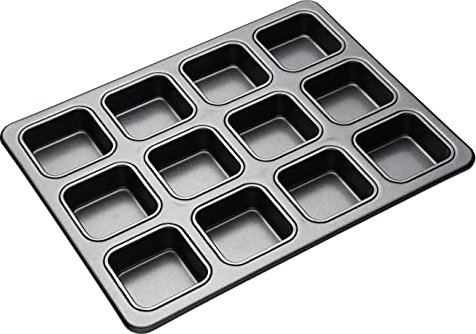 MasterClass Brownie Tin with Dividers with PTFE, PFOA and BPA Free Non Stick,Carbon Steel, Baking Pan to Make 12 Cakes, 34 x 26cm