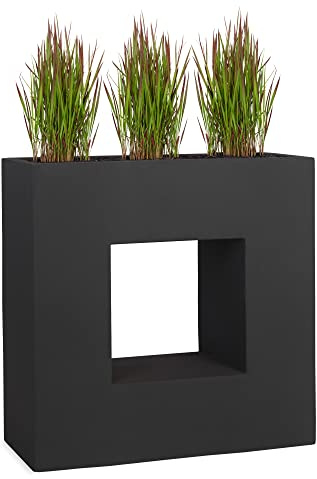 Pflanzwerk® Maceta Vista Antracita 66x66x28cm *Resistente a Las heladas* *Protección UV* *Calidad Europeo*