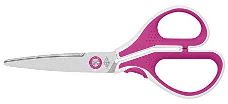 Wedo 9757009 Edelstahlschere Cut-it (17,5 cm gebürstet, Spezialschliff ergonomische Softtouch-griffe) pink/weiß