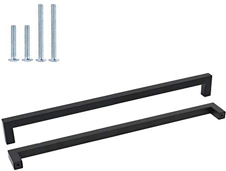 Goldenwarm 1 Stück Schwarz Möbelgriff Edelstahl Stangengriff Relinggriffe LSJ12BK320 Bohrlochabstand 320mm Küchengriff Schrankgriffe Schubladengriffe Quadratischer Griff