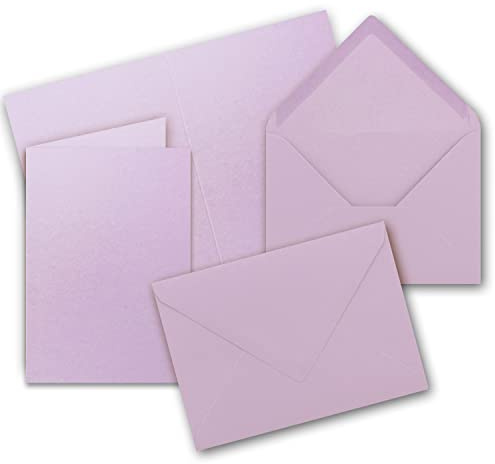 Faltkarten SET mit Brief-Umschlägen DIN A6 / C6 in Lila - 25 Sets - 14,8 x 10,5 cm - Serie FarbenFroh