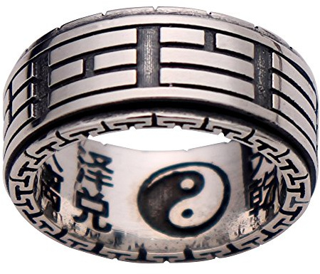 Vintage Echt 925 Sterling Silber Taoismus Tai Chi Yin Yang Spinner Ring für Herren Damen 10mm Größe 67
