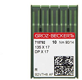 Groz-Beckert 10er Packung Nähnadeln 135x17 mit Rundkolben und Rundspitze für Industrienähmaschinen (Nm. 90/14)