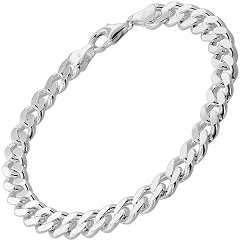 trendor Armband für Männer 925 Silber Panzerkette Massiv Breite 8,2 mm | Sterlingsilber Herren-Armband Silberschmuck Männer Armschmuck Panzerarmband