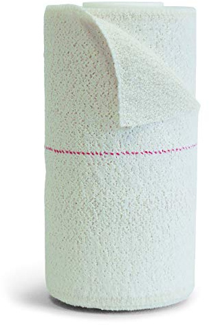 Eurelasto (mt 4,5 x cm 8) Benda Elastica Adesiva in Cotone, Bordi soffici, ipoallergenica. Presenza di filo guida centrale colorato per una facile applicazione