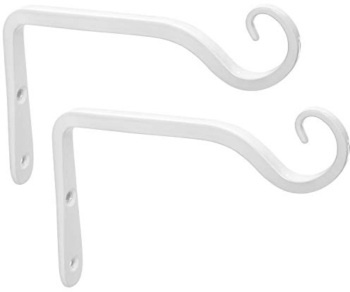 Mkouo 2 Pack Wall Hook Hanging Plant Bracket, Decorative Straight Plant Hanger for Bird Feeders, Planters, Lanterns, Wind Chimes, Indoor Outdoor, White, 15cm