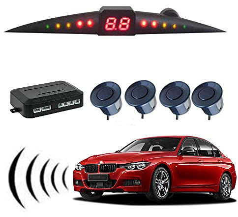 Riloer Pantalla de tubo digital 4 sensores de marcha atrás, equipo de pantalla LED Detector de radar de estacionamiento