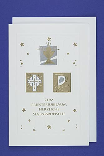 AvanCarte Priester Jubiläum Grußkarte Karte Kelch Kreuz Golddruck 16x11 cm