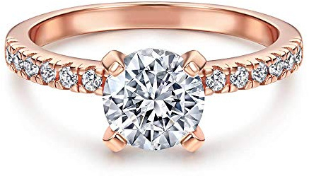 Funkelnder Damen Ring aus 925 Sterling Silber in Weiß mit Stein Solitärring I Brillant-Schliff mit Steinen Solitär Verlobungsring Ehering Trauring I Schmuck in Juweliersqualität
