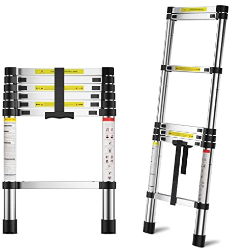 MGENLONG 6.6 FT Extension Ladders, Lightweight Collapsible Ladders, Aluminum Telescoping Ladders for Home, Folding Telescoping Ladder for RV, Attic, Daily Use at Home, Capacity 330 lbs…