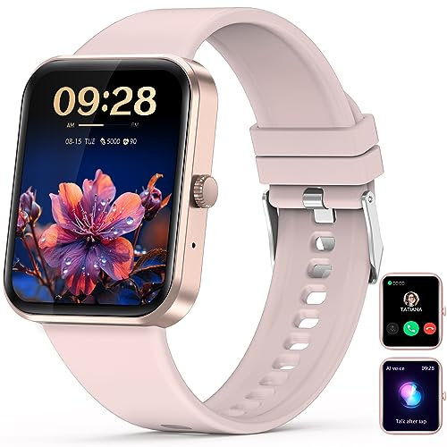 Nemheng Smartwatch Damen, 1.83 Zoll Touchscreen Armbanduhr mit Bluetooth Anruf, IP67 Wasserdicht Fitness Tracker mit Personalisiertem Bildschirm, Herzfrequenz und Schlafmonitor, Schrittzähler