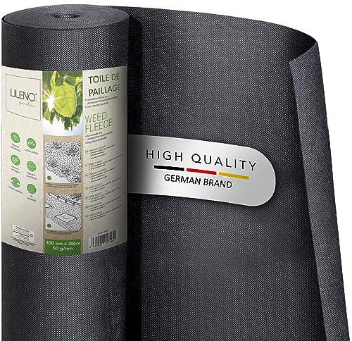 LILENO HOME 200m² Unkrautvlies Gartenvlies gegen Unkraut [50 g/qm] - Garten | Unkrautfolie Wasserdurchlässig – Reißfestes Unkraut-Flies – Unkrautflies UV-beständig [1m x 200m]
